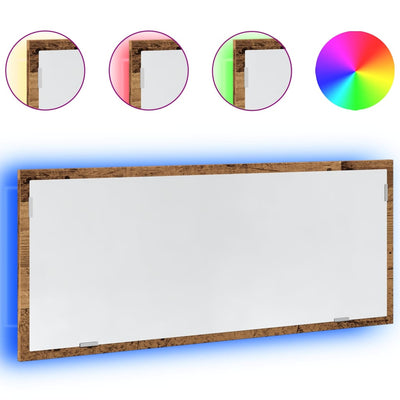 Kylpyhuoneen LED-peili vanha puu 100x8,5x37 cm tekninen puu