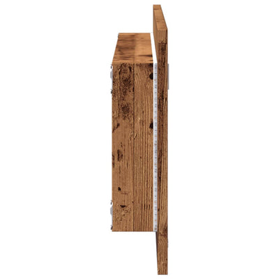 Kylpyhuoneen LED-peili vanha puu 100x8,5x37 cm tekninen puu