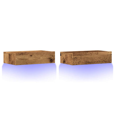 2-osainen TV-kaappisarja LED-valoilla Vanha puu 60x35x15,5 cm