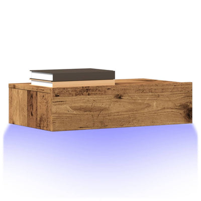 2-osainen TV-kaappisarja LED-valoilla Vanha puu 60x35x15,5 cm