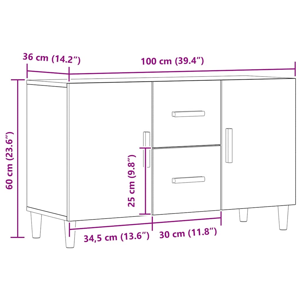 Käsityöläinen tammi senkki Lovian 100x36x60cm (puinen)