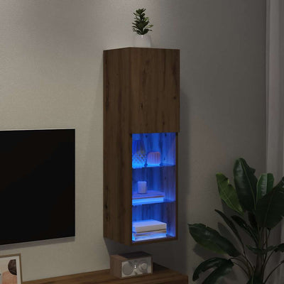 Artesaani tammi tv-taso led-valoilla Misu 30,5x30x102cm
