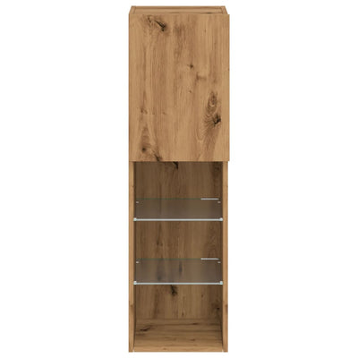 TV-taso LED-valoilla artesaani tammi 30,5x30x102 cm