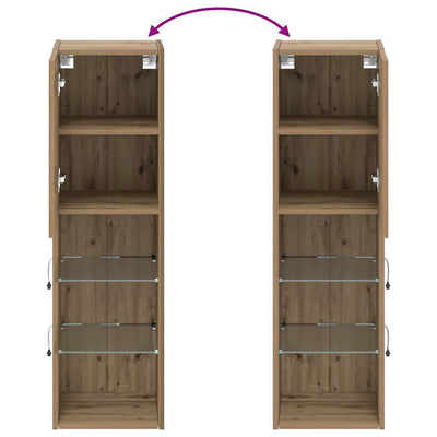 Artesaani tammi tv-taso led-valoilla Misu 30,5x30x102cm