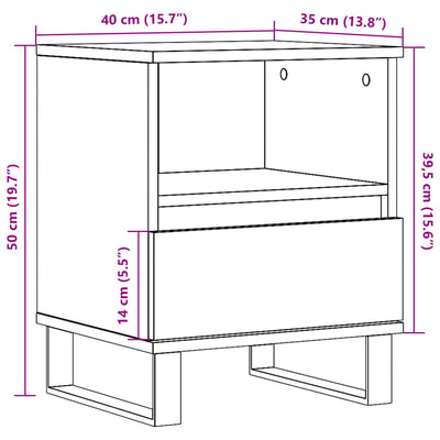 Yöpöytäkaapit 2 kpl vanha puu 40x35x50 cm suunniteltu puu