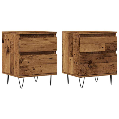 Yöpöytäkaapit 2 kpl vanhaa puuta 40x35x50 cm tekninen puu