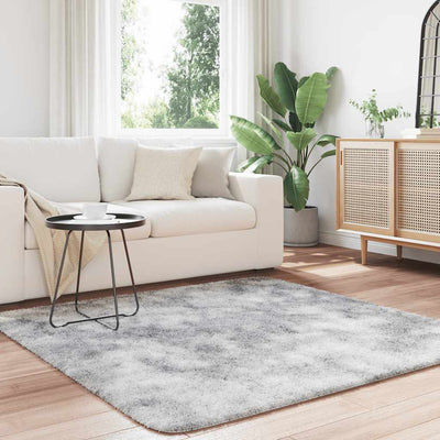 Hopeanharmaa pörrömatto korkeanukkainen Sidiea 160x160cm (polyesteri)