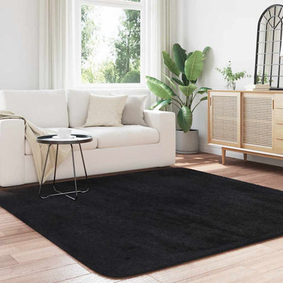 Pörrömatto korkeanukkainen musta 200x200 cm polyesteri