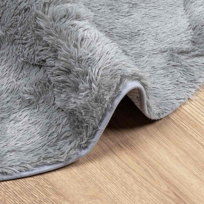 Pörrömatto korkeanukkainen hopeanharmaa 200x200 cm polyesteri