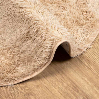 Beige pörrömatto korkeanukkainen Sidiea 240x240cm (polyesteri)