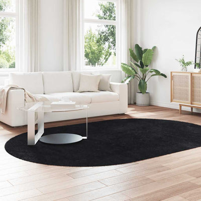 Pörrömatto korkeanukkainen musta 300x200 cm polyesteri