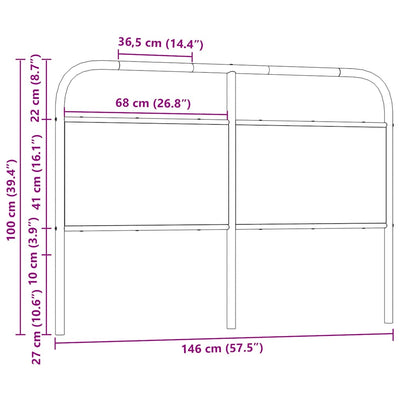 Sängynpääty savutammi 140 cm teräs ja tekninen puu