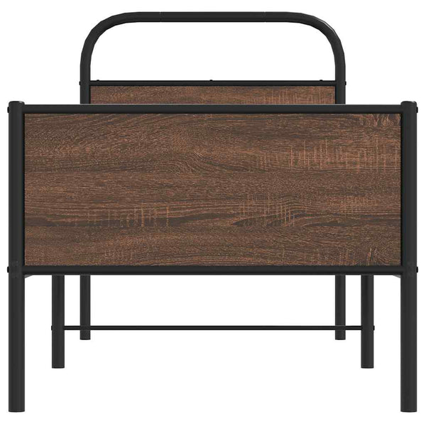 Ruskea tammi sängynrunko ilman patjaa, mitat 75x190 cm, tekninen puu