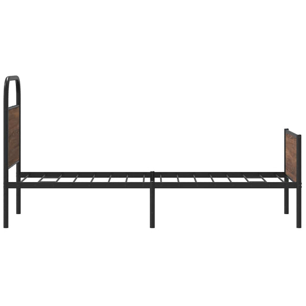 Ruskea tammi sängynrunko ilman patjaa, mitat 75x190 cm, tekninen puu