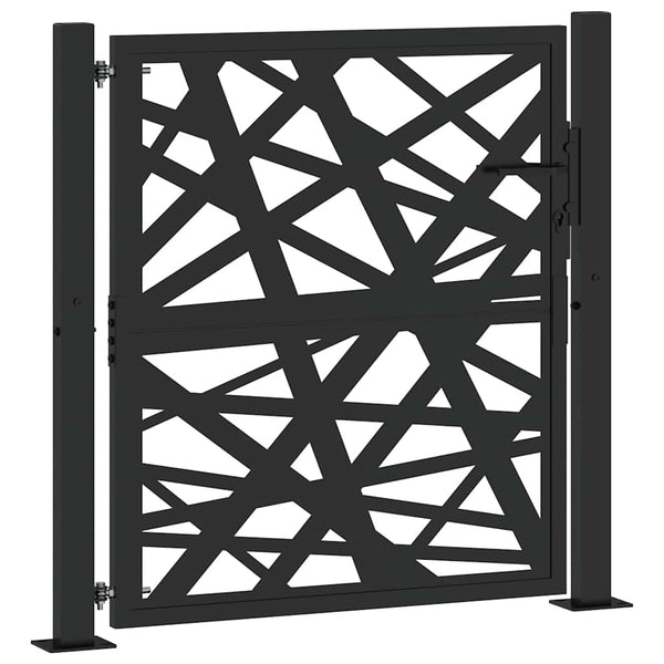 Puutarhanportti musta 100x100 cm teräs valodesign