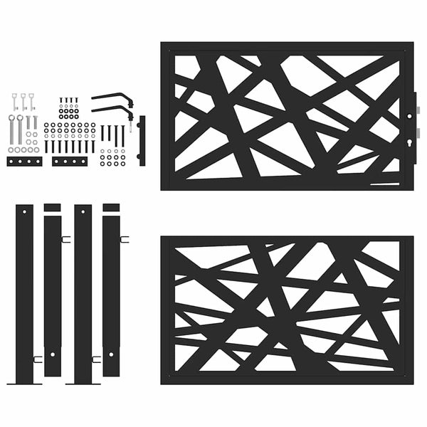 Puutarhanportti musta 100x100 cm teräs valodesign