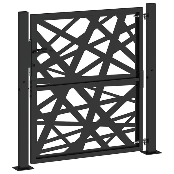 Puutarhanportti musta 100x100 cm teräs valodesign