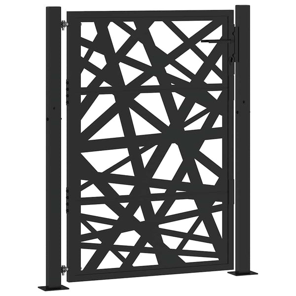 Puutarhanportti musta 100x125 cm teräs valodesign