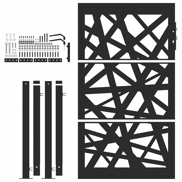Puutarhanportti musta 100x150 cm teräs valodesign