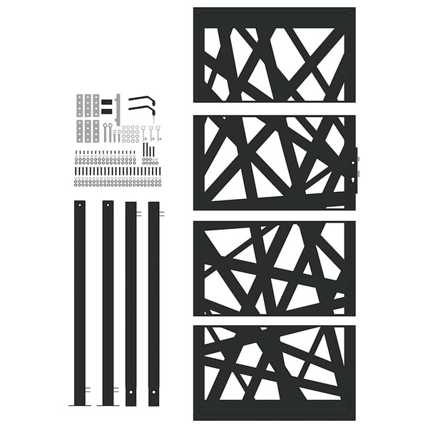 Puutarhanportti musta 100x200 cm teräs valodesign