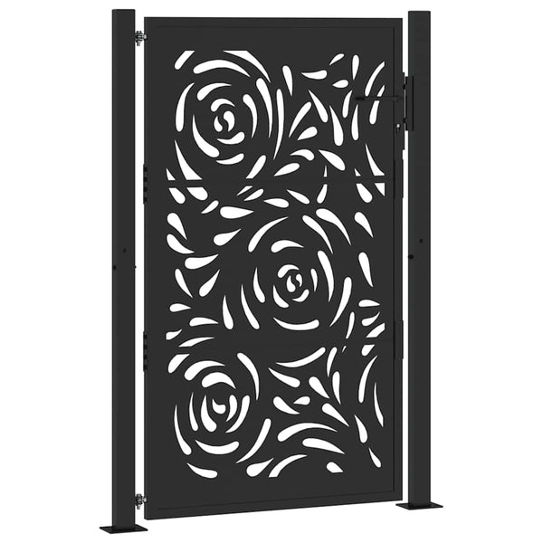 Puutarhan portti musta 100x150 cm teräs liekkikuvio