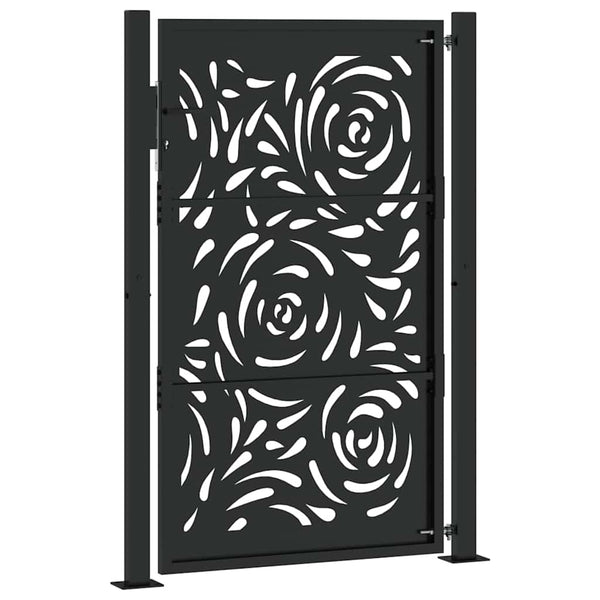 Puutarhan portti musta 100x150 cm teräs liekkikuvio