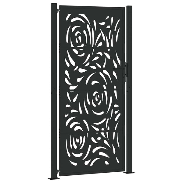 Puutarhan portti musta 100x200 cm teräs liekkikuvio