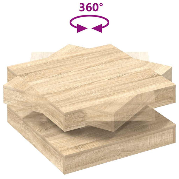 Sohvapöytä 360 astetta kääntyvä Sonoma-tammi 70x70x34,5 cm