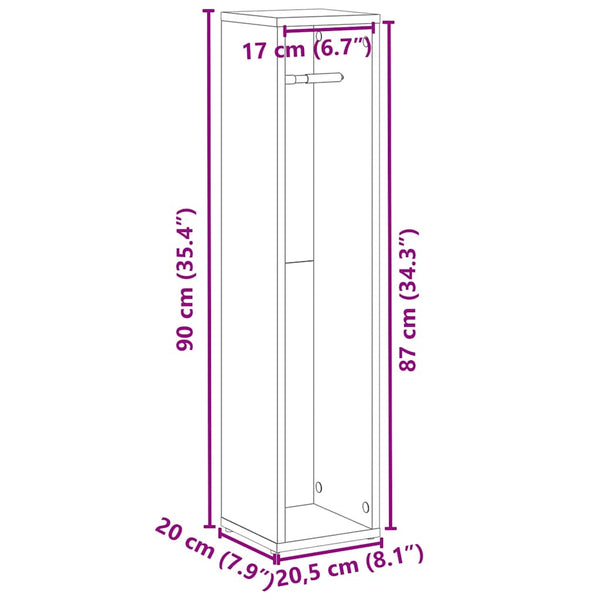 Kylpyhuonekaappi rullatelineellä valkoinen 20,5x20x90 cm