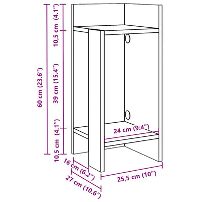 sivupöydät 2 kpl hyllyllä Betonin harmaa 25,5x27x60 cm
