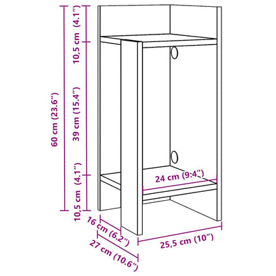 Savustammi sivupöydät Nemethi 25,5x27x60cm (2 kpl hyllyllä)