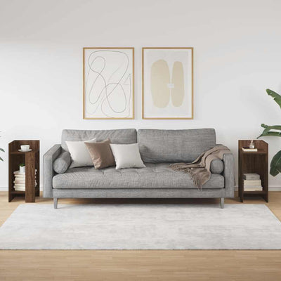 sivupöydät 2 kpl hyllyllä Ruskea tammi 25,5x27x60 cm
