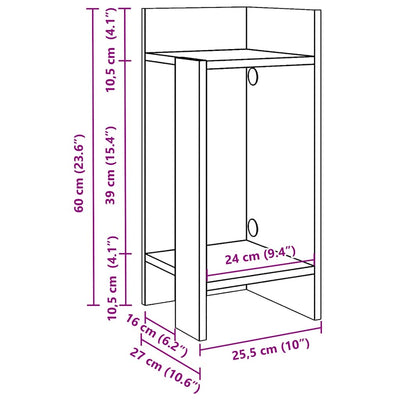 Käsityöläinen tammi sivupöytä hyllyllä Nemethi 25,5x27x60cm