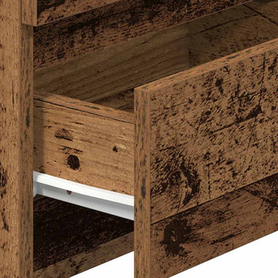 Vanha puu yöpöytäkaappi Daciano 40x33x60cm (kahdella laatikolla)