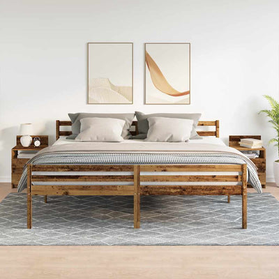 Vanha puu yöpöytäkaapit Daciano 40x33x60cm (2 kpl 2 laatikolla)