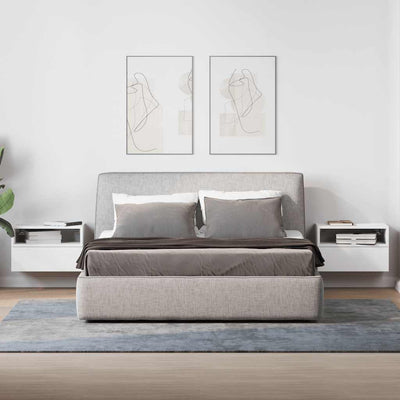 Valkoinen seinäkiinnitettävät yöpöydät Geneva 45x26x28,5cm (2 kpl)