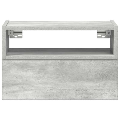 Seinäkiinnitettävät yöpöydät 2 kpl betoninharmaa 45x26x28,5 cm