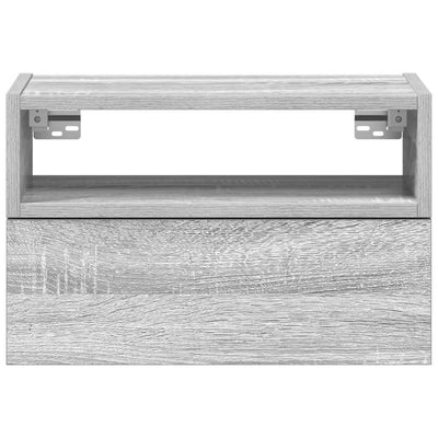 Seinäkiinnitettävät yöpöydät 2 kpl harmaa Sonoma 45x26x28,5 cm