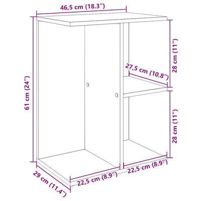 Yöpöydät 2 kpl musta tammi 46,5x29x61 cm tekninen puu