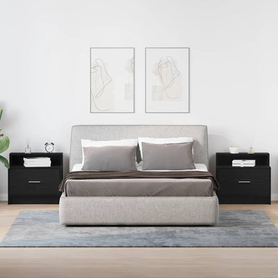 Musta tammi yöpöytäkaapit laatikolla Retan 51x31x47cm (2 kpl)