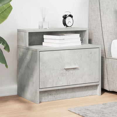 Betoninharmaa yöpöytäkaappi laatikolla Retan 51x31x47cm