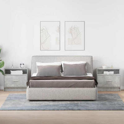 Betoninharmaa yöpöytäkaapit laatikolla Retan 51x31x47cm (2 kpl)