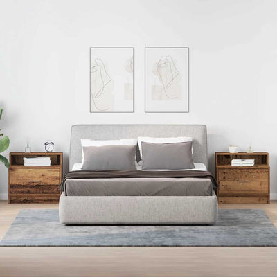 Vanha puu yöpöytäkaapit laatikolla Retan 51x31x47cm (2 kpl)