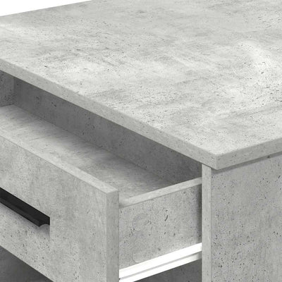 kirjoituspöytä laatikolla ja hyllyllä betoninharmaa