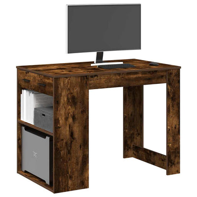 kirjoituspöytä laatikolla ja hyllyllä savutammi 102x62x77,5 cm