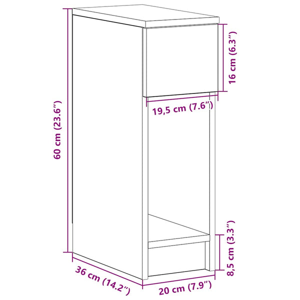 Valkoinen yöpöytäkaapit laatikolla Rajmund 20x36x60cm (2 kpl)