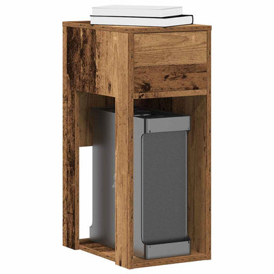 Vanha puu tietokonetorniteline laatikolla Elfia 30x44x74cm