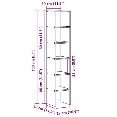 Sonoma tammi kirjahyllyt Mucenic 30x30x80cm (2kpl, puinen)