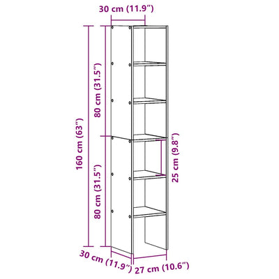 Kirjahyllyt Mucenic 30x30x80cm (2 kpl pinottava vanha puu puinen)