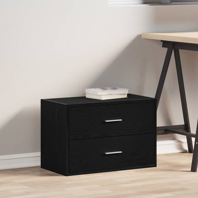 kaappi 2 laatikolla musta tammi 60x31x40 cm tekninen puu